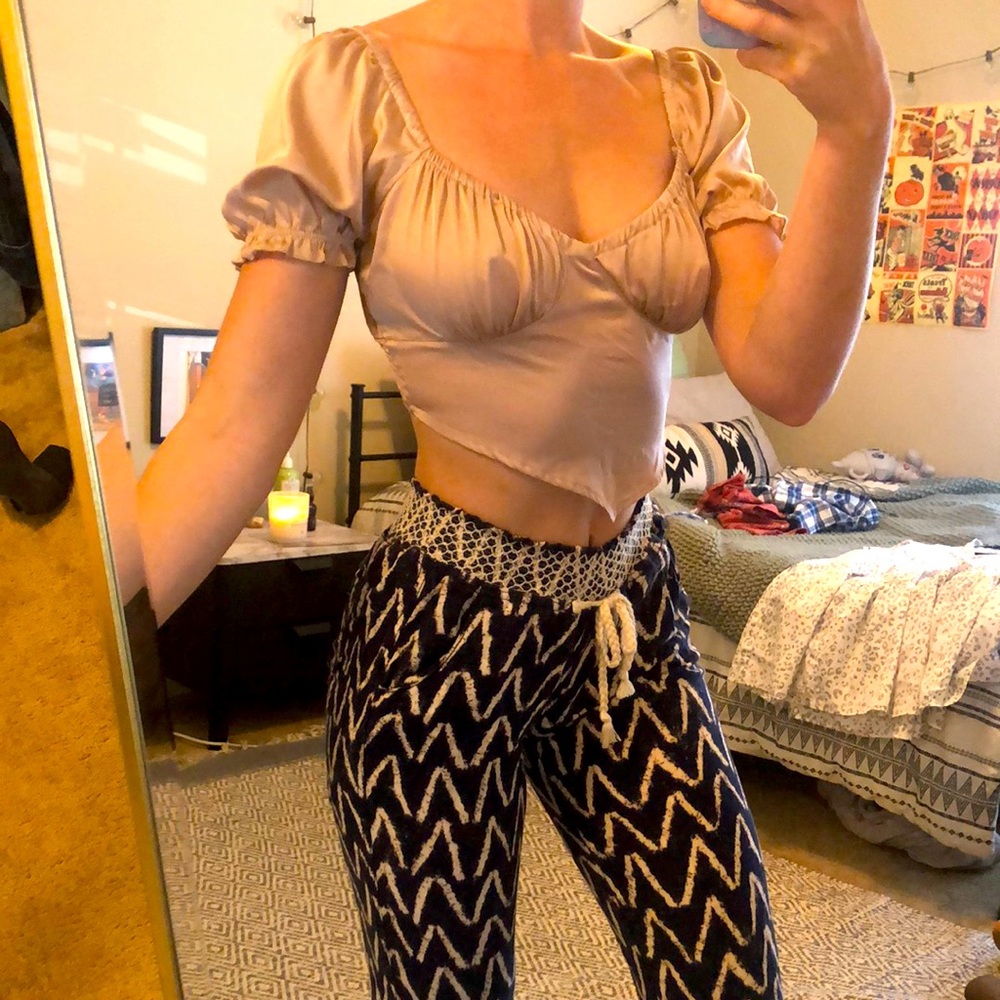 Satin beige crop top